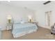 Stylish bedroom with blue bedding, white accents, and bright natural light in a modern home at 2219 Richardson Dr, Charlotte, NC 28211