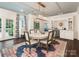A formal dining area with a modern chandelier, rug, and bar area at 2219 Richardson Dr, Charlotte, NC 28211