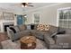Spacious living room with fireplace, comfortable gray seating and lots of natural light at 436 Old Nc 90 Hwy, Taylorsville, NC 28681