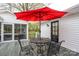 Outdoor deck featuring patio furniture, a red umbrella, and backyard views at 6307 Roanoke Dr # 17, Kannapolis, NC 28081