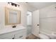 Bathroom featuring vanity and shower/tub combo at 157 Fraley Rd, Gastonia, NC 28052
