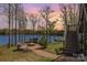 Inviting outdoor fire pit area with seating and scenic lake views, perfect for gatherings and enjoying cozy evenings at 19650 Harbor Watch Ct, Lancaster, SC 29720