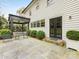 Charming outdoor patio with stone pavers and seating area with covered section at 2912 Wheelock Rd, Charlotte, NC 28211