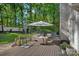 Comfortable outdoor living area featuring outdoor seating and an umbrella on a spacious deck at 2915 Cross Country Rd, Charlotte, NC 28270