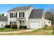 Charming two-story home with black shutters, a green front door, and an attached one-car garage at 3320 Alderknoll Ct, Charlotte, NC 28216