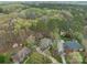 Aerial view of a luxury home with curved driveway nestled among mature trees in a residential neighborhood at 104 Chalfont Ct, Salisbury, NC 28147