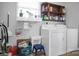 This laundry room includes shelving, appliances and storage space at 109 Connor Ct, Kings Mountain, NC 28086