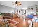 Spacious living room with hardwood floors and a ceiling fan at 109 Connor Ct, Kings Mountain, NC 28086