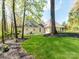 Charming backyard with lush green lawn and mature trees offering shade and privacy at 117 Wrenwood Ln, Charlotte, NC 28211