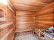 Cedar sauna featuring wooden benches, and natural textures for ultimate relaxation at 117 Wrenwood Ln, Charlotte, NC 28211