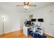 Office/Bedroom with Hardwood floor, ceiling fan and lots of desk space at 140 Oak Ave, Mount Holly, NC 28120