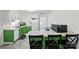 Eat-in kitchen featuring a breakfast bar, table, and green cabinets at 140 Oak Ave, Mount Holly, NC 28120