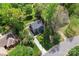 Aerial view of a beautiful home surrounded by mature trees and landscaping at 1536 Bear Mountain Rd, Charlotte, NC 28214