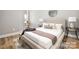 Comfortable bedroom provides natural light, neutral tones, and hardwood flooring at 2003 Ashley Rd # B, Charlotte, NC 28208