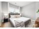 Bright bedroom features neutral paint, plush rug, and lots of natural light through the double window at 2003 Ashley Rd # B, Charlotte, NC 28208