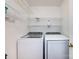 Functional laundry room with white washer and dryer units and wire shelving for storage at 2719 Selwyn Ave # 3, Charlotte, NC 28209
