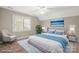 Relaxing bedroom features a comfortable bed with blue accents and a bright window at 2840 Wheatfield Ct, Lincolnton, NC 28092