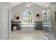 Stylish main bathroom with vaulted ceiling, standalone tub and a large window at 2840 Wheatfield Ct, Lincolnton, NC 28092