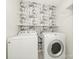 Practical laundry room equipped with a washer, dryer, and storage shelves at 4303 Patriots Hill Rd, Mint Hill, NC 28227