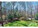 A backyard surrounded by lush trees and greenery, including a shed at 5451 Gunpowder Dr, Hickory, NC 28601