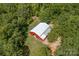 Aerial view of barn nestled between mature trees at 5546/5510 Hoodtown Rd, Sharon, SC 29742