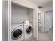 Efficient laundry closet with a side-by-side washer and dryer, perfect for simplifying chores at 7445 Abigail Glen Dr, Charlotte, NC 28212