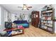 Spacious living room shows wood floors, built-in shelving, and plenty of room at 8301 Washington Blvd, Charlotte, NC 28262