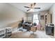 Versatile bedroom, perfect for home office or study, featuring a ceiling fan and a window at 9052 Meadowmont View Dr, Charlotte, NC 28269
