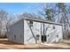 Rear view of a two-story home featuring a sliding glass door and light gray siding at 1034 Dooley Dr, Charlotte, NC 28227