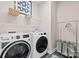 Modern laundry room with front loading washer and dryer units and shelving at 2212 Indigo Branch Rd, Indian Land, SC 29707