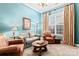Comfortable living room featuring blue walls, plush seating, and a large window at 331 Miners Cove Way, Fort Mill, SC 29708