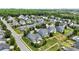 Aerial view of a residential neighborhood with well-maintained homes, green lawns, and tree-lined streets at 4006 Fall Oak Ter, Fort Mill, SC 29707