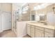 Bathroom with glass shower, tile surround, and granite vanity at 4006 Fall Oak Ter, Fort Mill, SC 29707