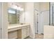 Bathroom featuring a glass enclosed shower, tile surround, and granite vanity at 4006 Fall Oak Ter, Fort Mill, SC 29707