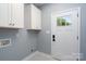 Bright laundry room features ample white cabinets and a convenient exterior door at 406 Williamson St, Fort Mill, SC 29715