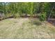 Expansive backyard features a well-maintained lawn, mature trees, and access to a private lake, perfect for outdoor activities at 4120 Spring Cove Way, Belmont, NC 28012