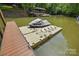 Waterfront dock with jet ski lift offers access to the lake and recreational activities at 4120 Spring Cove Way, Belmont, NC 28012