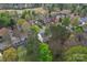 An aerial view showcases the property's location within a neighborhood near a golf course and a serene pond at 5225 Mcchesney Dr, Charlotte, NC 28269