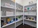 Well-organized walk-in pantry with ample shelving providing storage for groceries, household items, and kitchen supplies at 8313 Balcony Bridge Rd, Huntersville, NC 28078