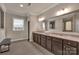 Bathroom with granite counters, double sinks, and tile floors at 9032 Cornflower Dr, Harrisburg, NC 28075