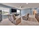 Spacious living room with a large TV, comfortable seating, and natural light at 9032 Cornflower Dr, Harrisburg, NC 28075