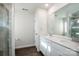 Modern bathroom with double vanity, quartz counters and walk-in shower at 123 Abersham Dr, Mooresville, NC 28115