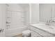 Bathroom featuring tub shower combo, toilet and vanity sink at 13756 Roderick Dr # 176, Huntersville, NC 28078