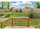 Backyard features wood deck, stairs to a grassy lawn, and a wood fence at 1400 Fern Forest Dr, Gastonia, NC 28054