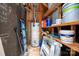 Utility room with a water heater, ladder, and storage shelves for organizing tools at 1532 Hunt Club Ct, Rock Hill, SC 29732