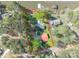 This is an aerial view of a property line with a home, shed, and lake access at 1720 Gaither Rd, Belmont, NC 28012