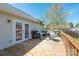 Wooden deck featuring an outdoor seating area, heating lamp, and french door home access at 1805 Lawton Dr, Rock Hill, SC 29730