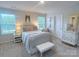 Charming bedroom featuring stylish decor, plush carpet, and two bright windows at 314 Olympia Way, York, SC 29745