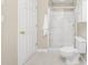 Clean bathroom with neutral walls, tile flooring, shower, and toilet at 3866 Bethany Nw Ct, Concord, NC 28027