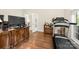 Office featuring dark wood trim, hardwood floors, and ample space at 3866 Bethany Nw Ct, Concord, NC 28027